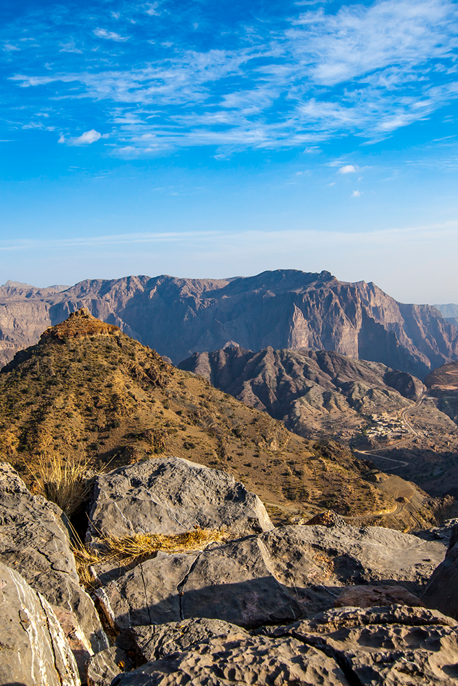 Du village de Birkat Al Mawz aux montagnes de Jabal Akhdar